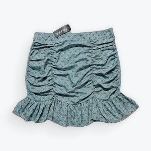 Boohoo Teal Floral Mini Skirt